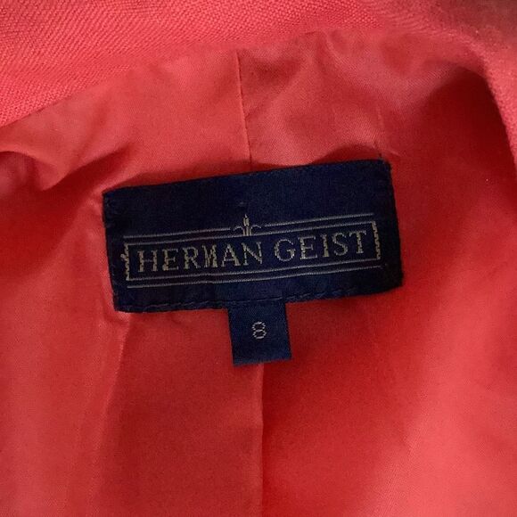 Herman Geist Linen Blend Lined Blazer Jacket Women’s 8 Coral - Picture 7 of 8